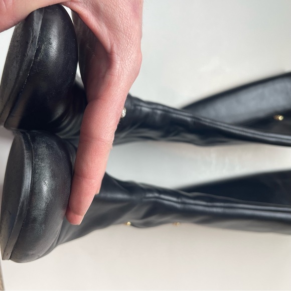 Nine West Oreyan Tall Black Leather Boots Studded Size 9.5 - Picture 7 of 14